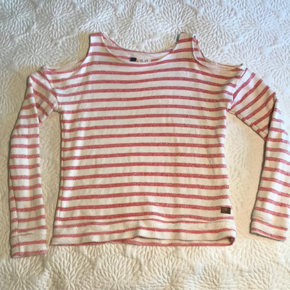 Roxy Coral Striped Cold Shoulder Top🤍